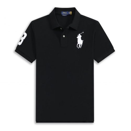 Ralph Lauren Polo Custom Slim Fit Big Pony Cotton Polo Shirt Black