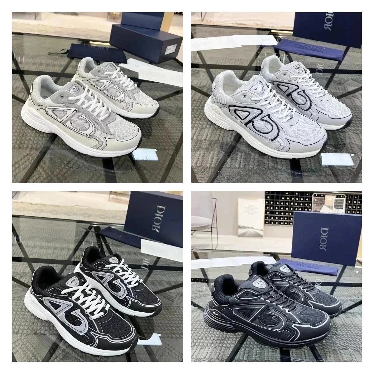 Dior B22 Chunky Sneakers White and Black